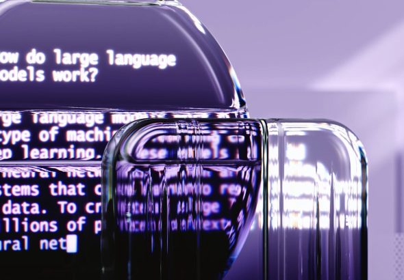 Abstract representation of large language models and AI technology.